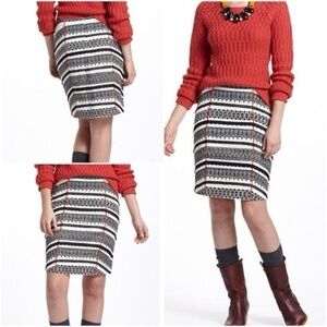 Anthropologie Tabitha black white pencil skirt lace detail EUC SZ 10